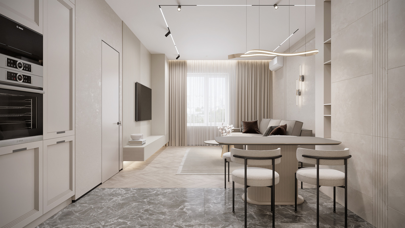 Обложка проекта: 3к студия монохромный интерьер в стиле Современной классики