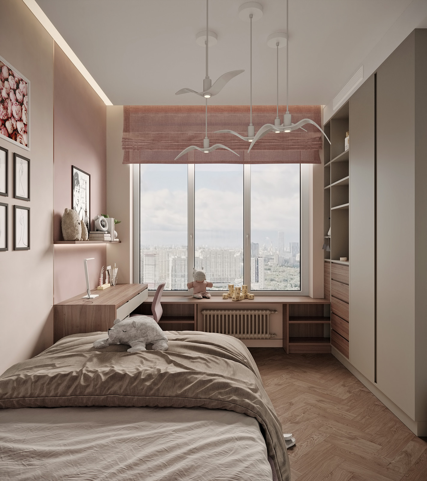 ЖК "Огни". Квартира для большой семьи. Детская дочери 2.