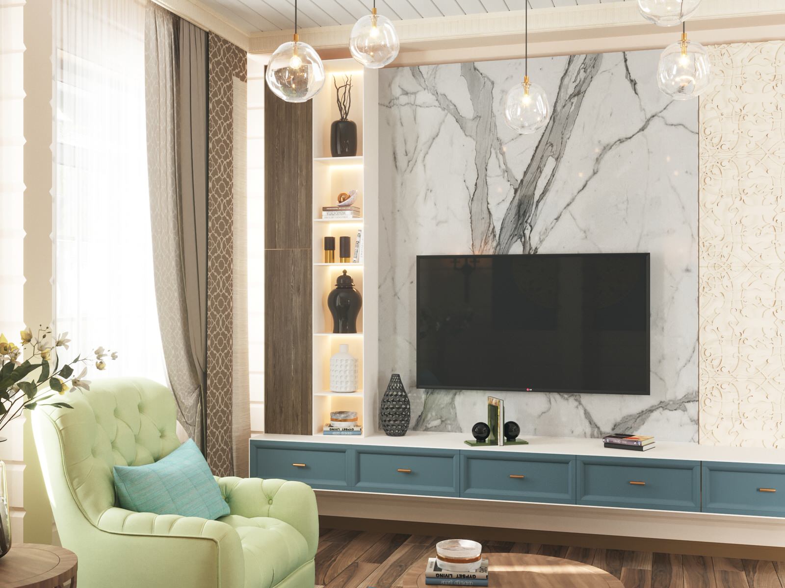 Кухня-гостиная в срубовом доме