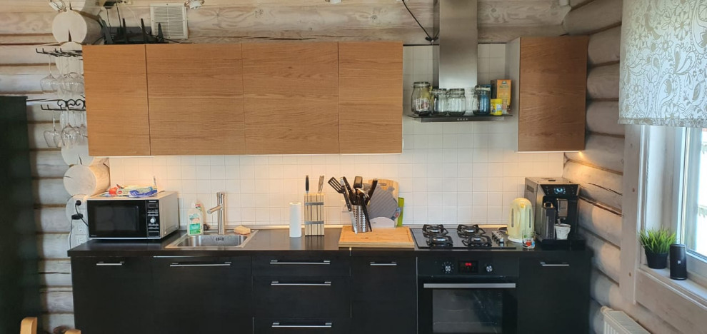 Обложка проекта: Фасады для кухни Икеа Фактум в шпоне Дуб 3D для загородного дома Сергея