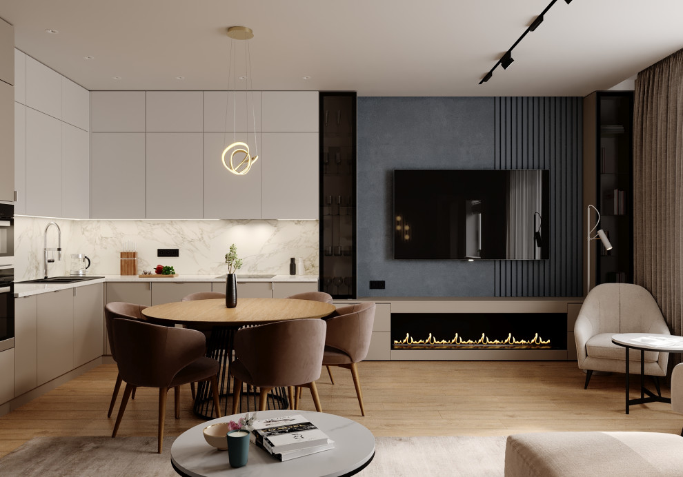 Дизайн кухни-гостиной в таунхаусе в Новосибирске