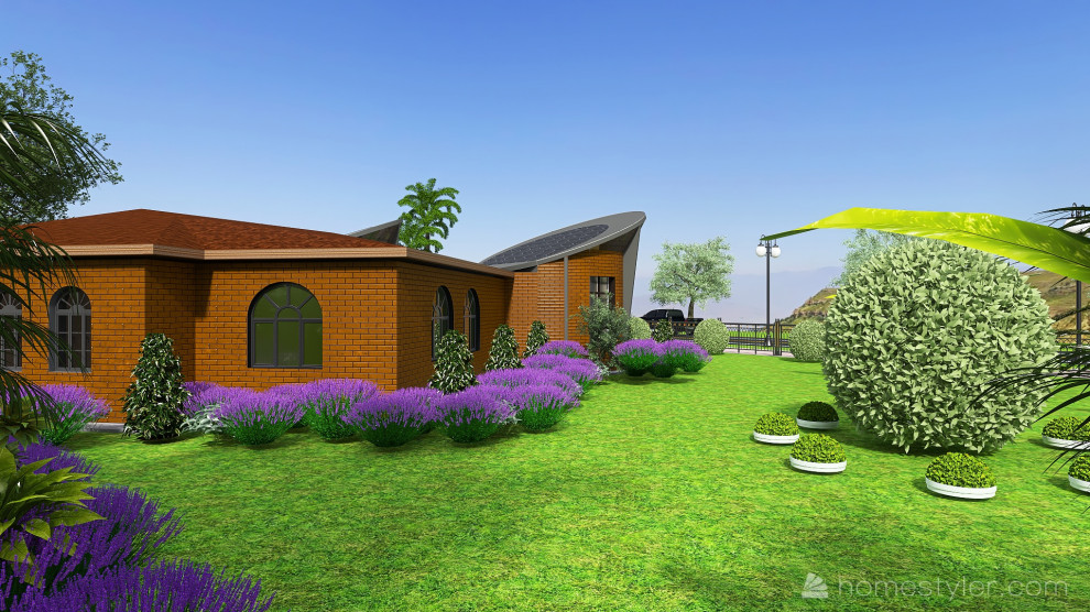 Вид на сад со стороны водоема