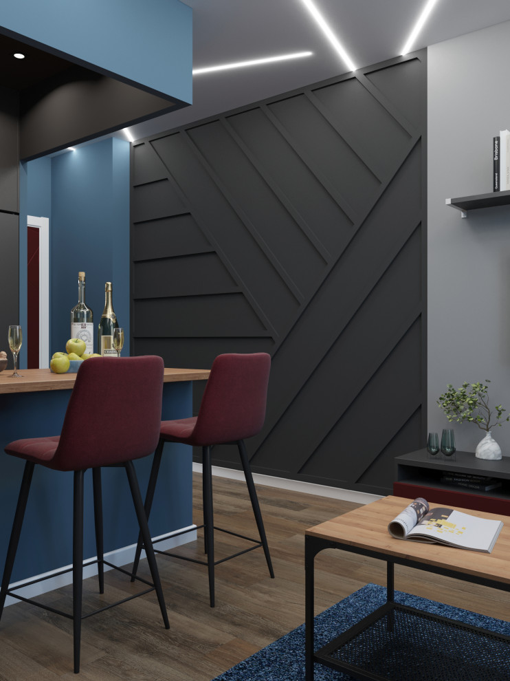 Дизайн кухни-гостиной и спальни