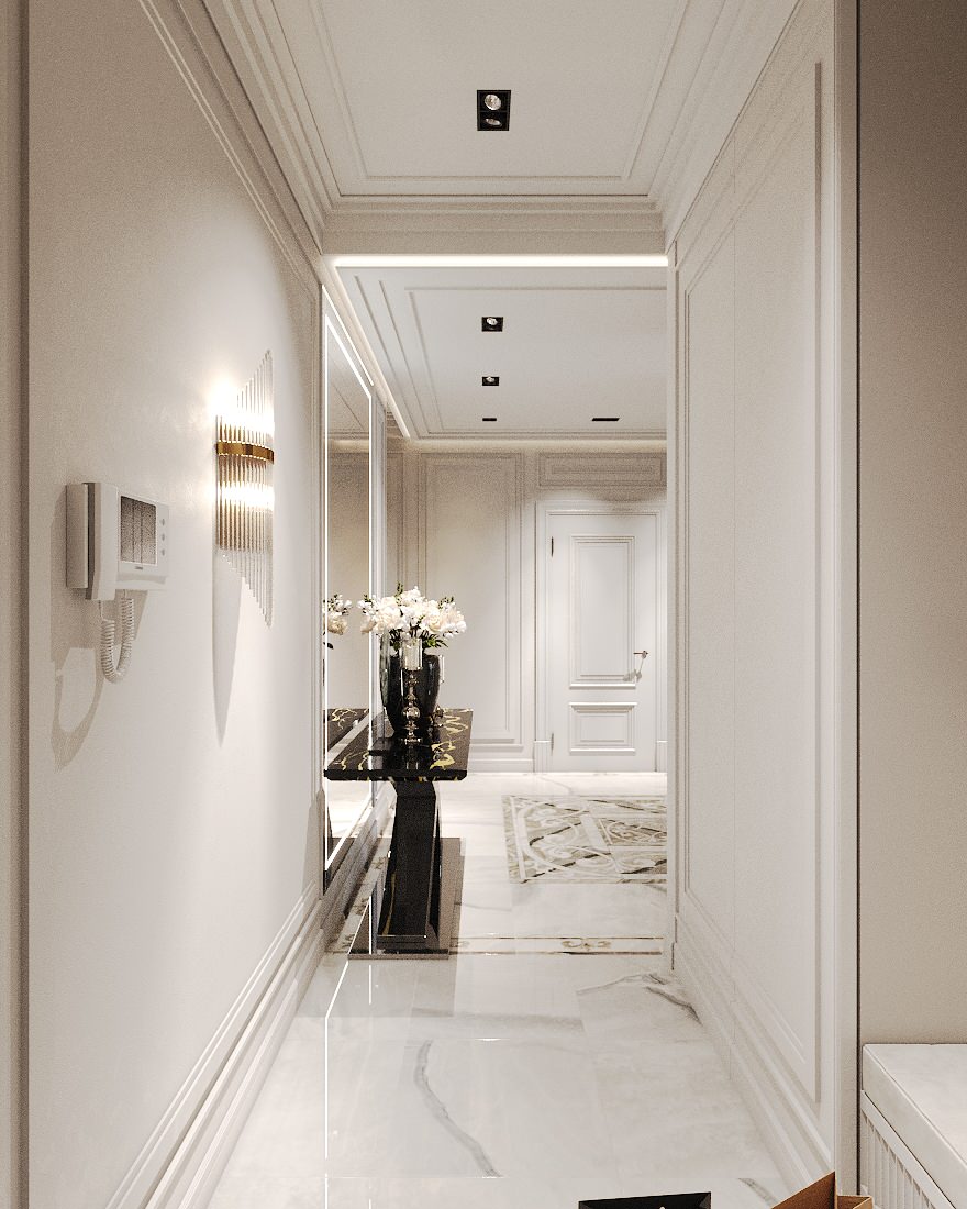 Светлая прихожая в современной классике