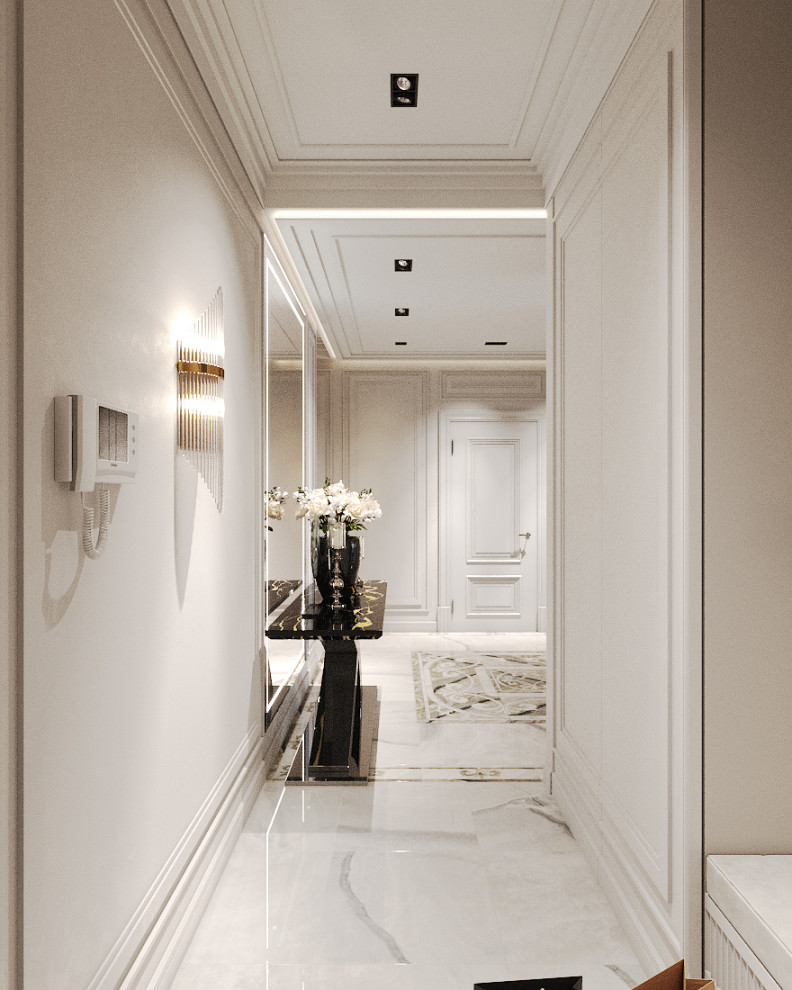 Светлая прихожая в современной классике