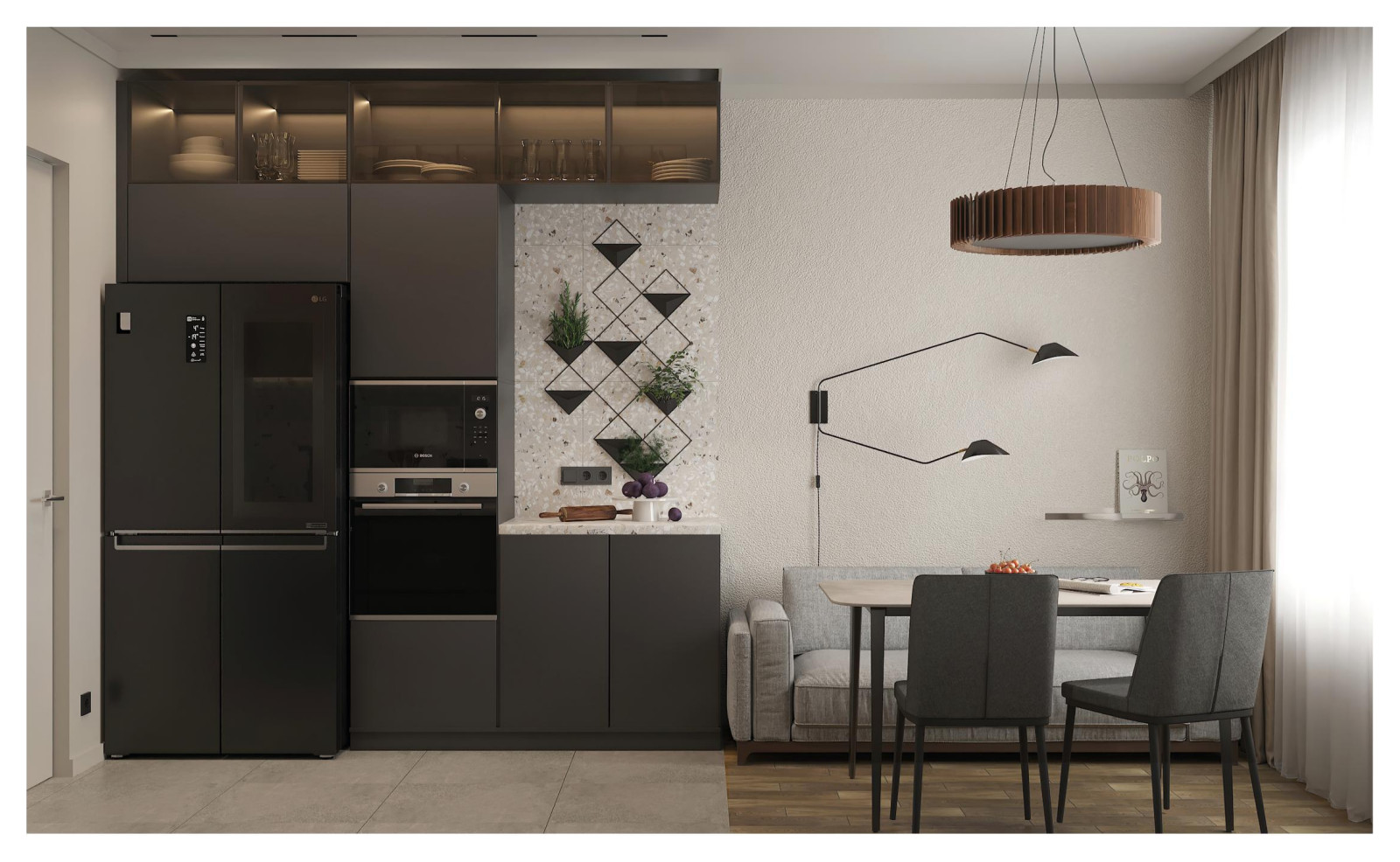 Яркий смешанный стиль в квартире 70 м2