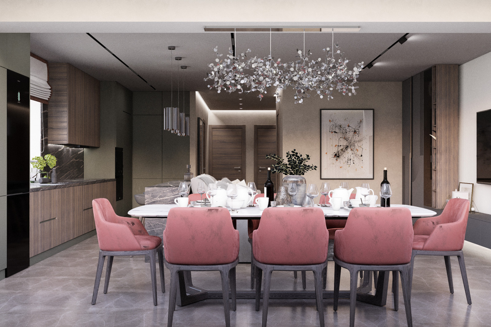 Квартира выполнена в современном стиле