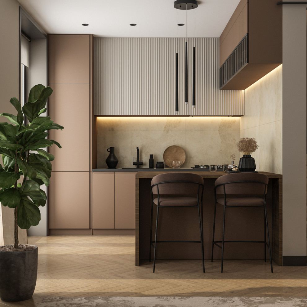 Гостиная и кухня в таунхаусе (Москва)