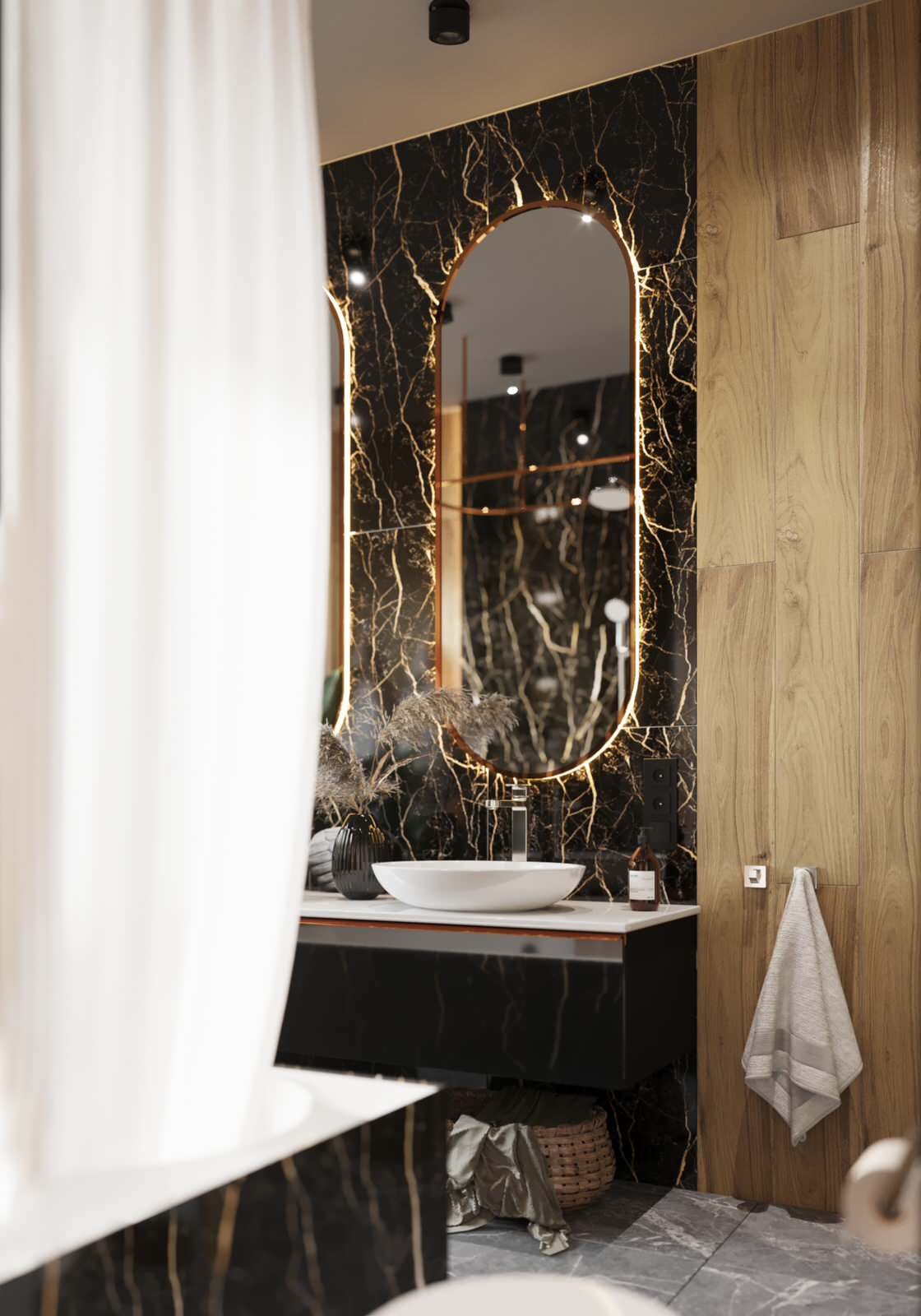 Современная ванная комната с окном