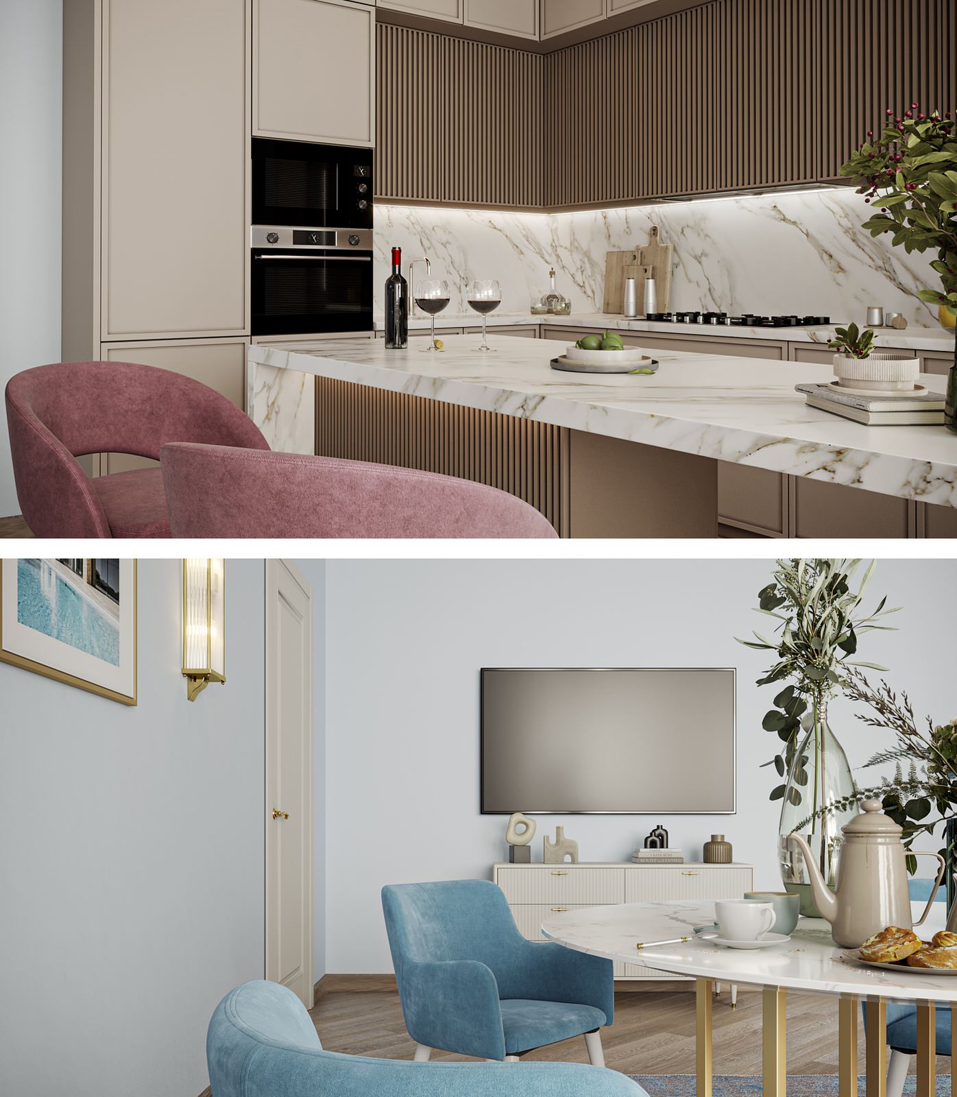 Дизайн яркой кухни