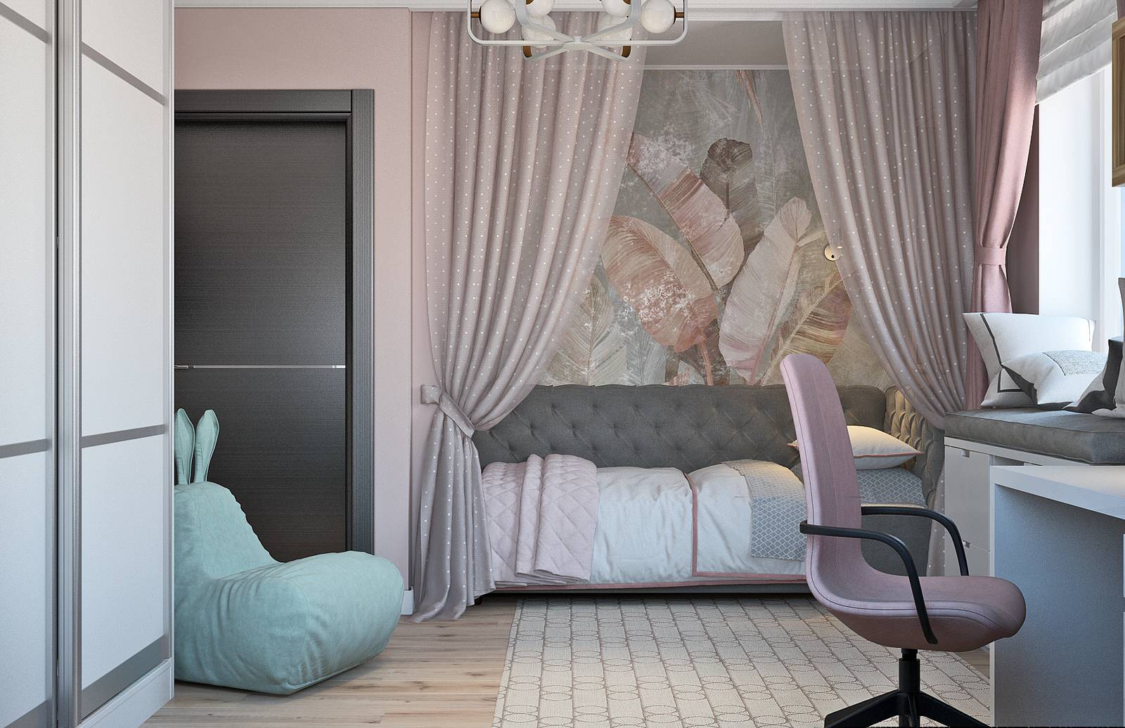 Детская комната с кроватью в нише