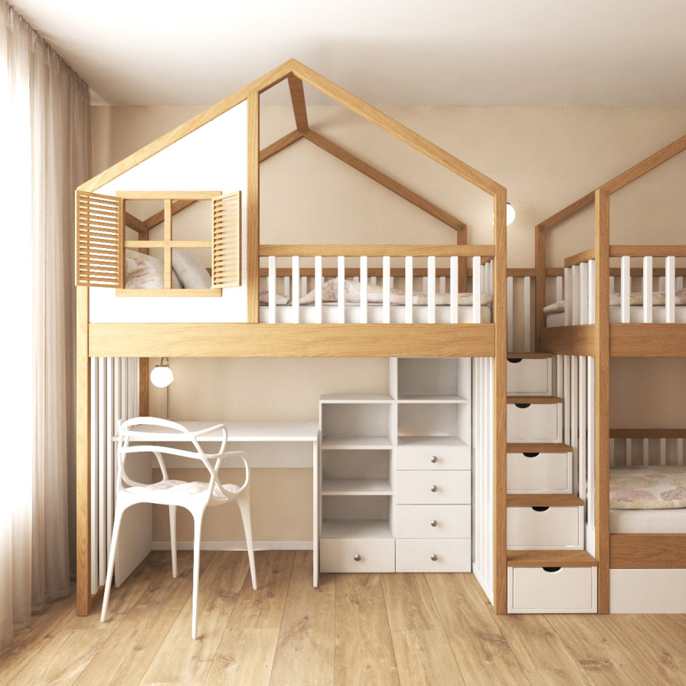 Кровать-домик в скандинавском стиле для детской спальни