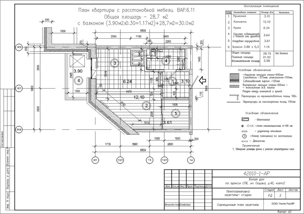 Квартира-студия 30 м2  для сына