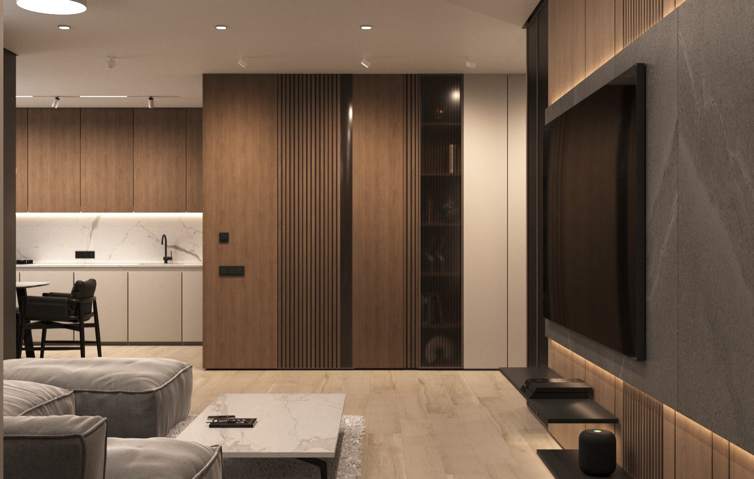 Дизайн-проект квартиры, ул. Нахимсона 107м2. Минимализм