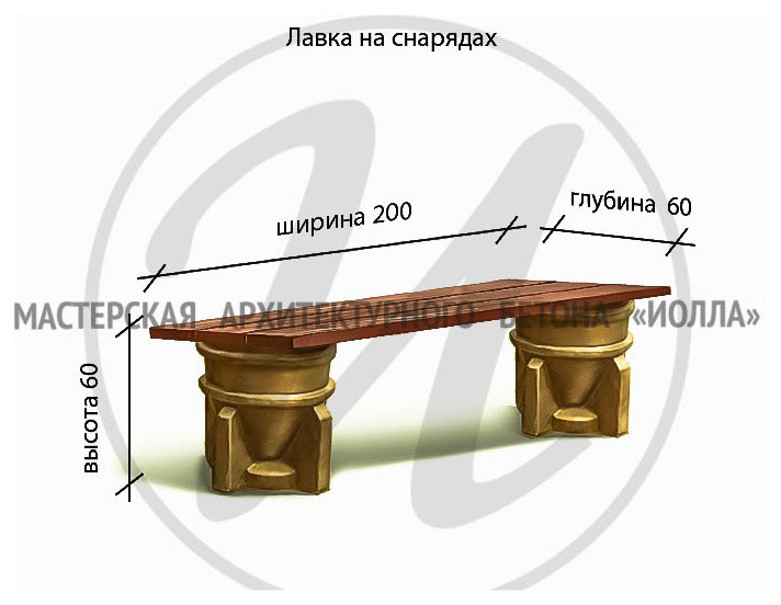 Благоустройство военного парка "Патриот" Лавка на снарядах