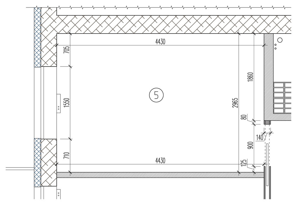 ЖК Белорецкий (план обмерочный кухни-гостиной 13,1 м2)