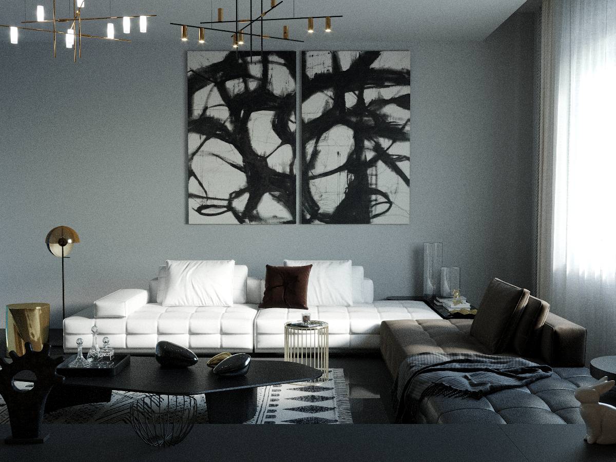 Обложка проекта: Вторая визуализация гостинной.