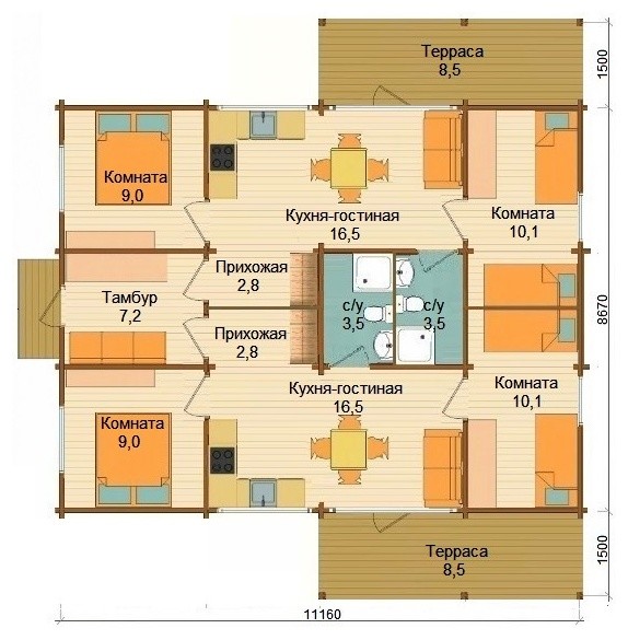 Дом из клеёного бруса сезонного проживания "Базис 1"
