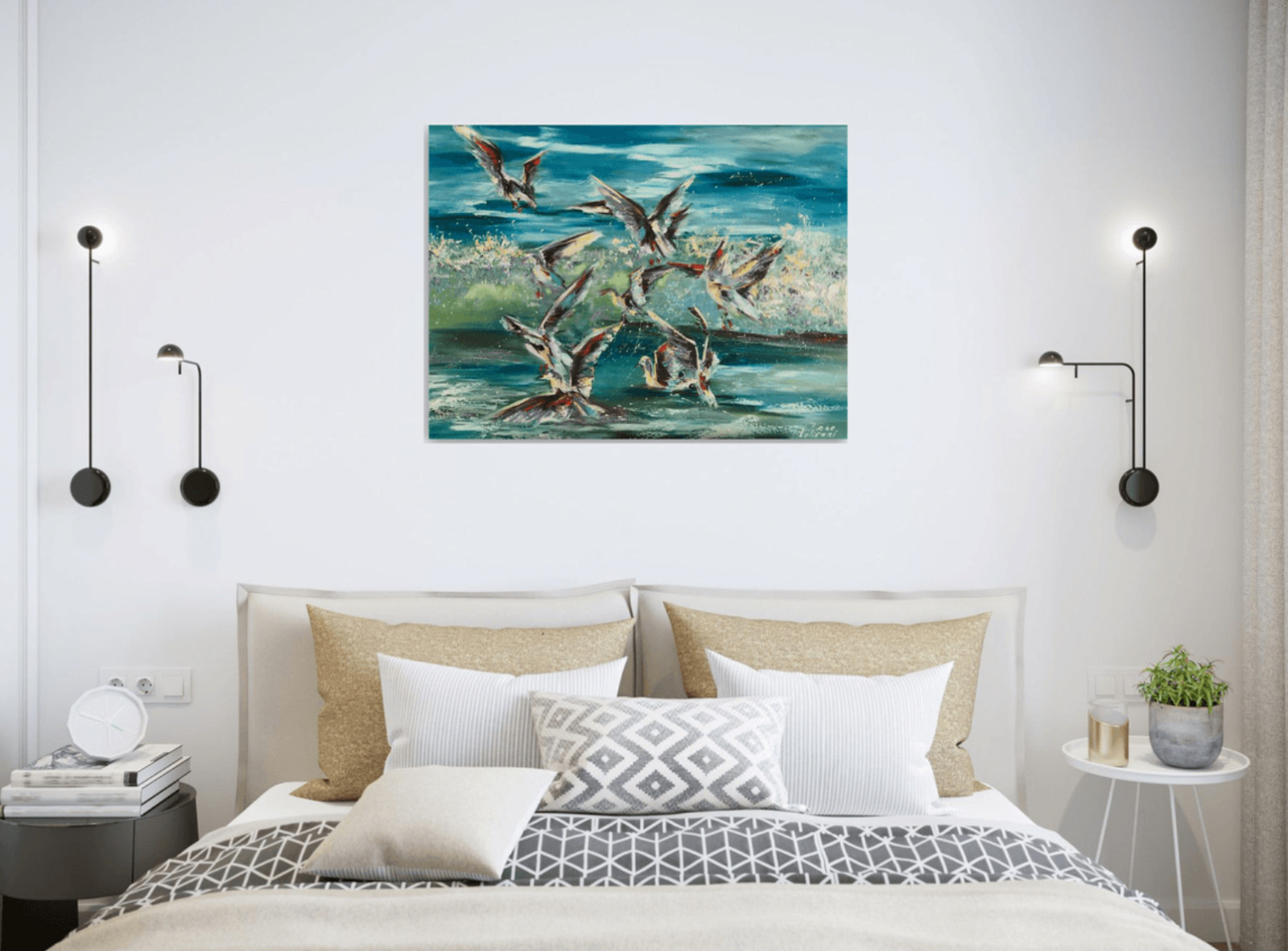 Спальня - Дизайн интерьера - Картины художницы Дианы Маливани (1)