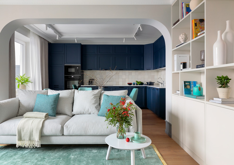 Квартира с синей кухней и детской комнатой