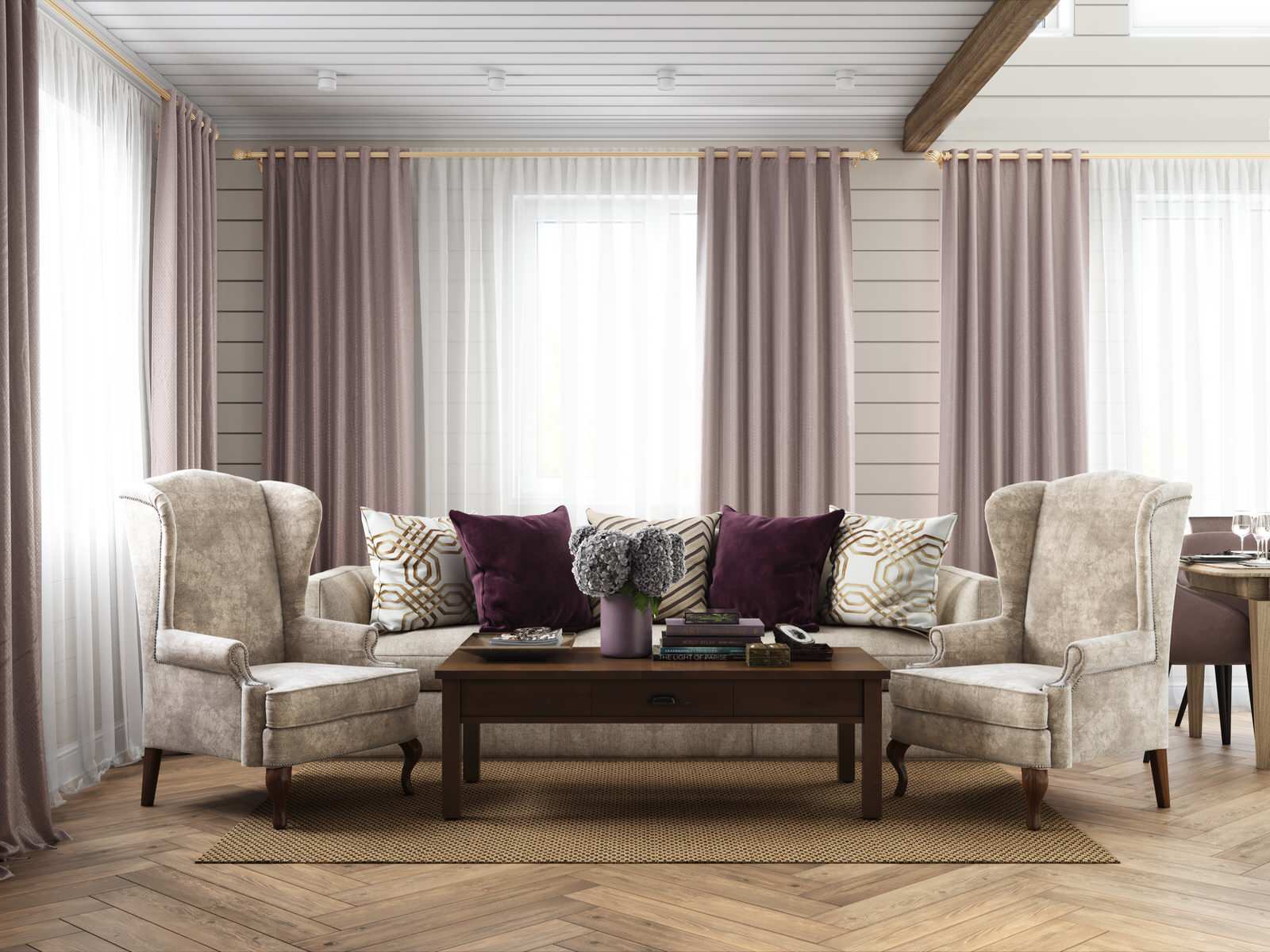 Дом в пудровых тонах