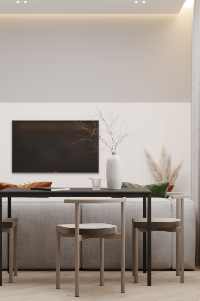 Дизайн кухни-гостиной в ЖК Ньютон