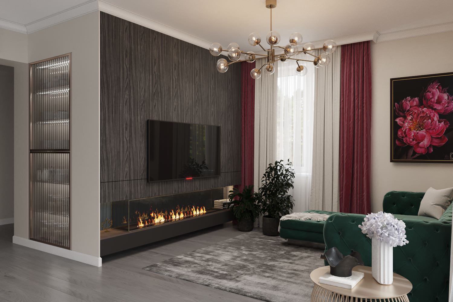 кухня гостиная 42 кв м