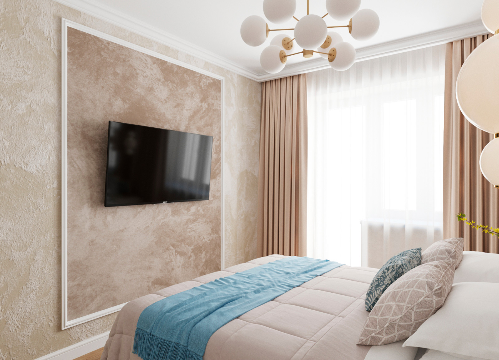 Интерьер спальни с нотками классики