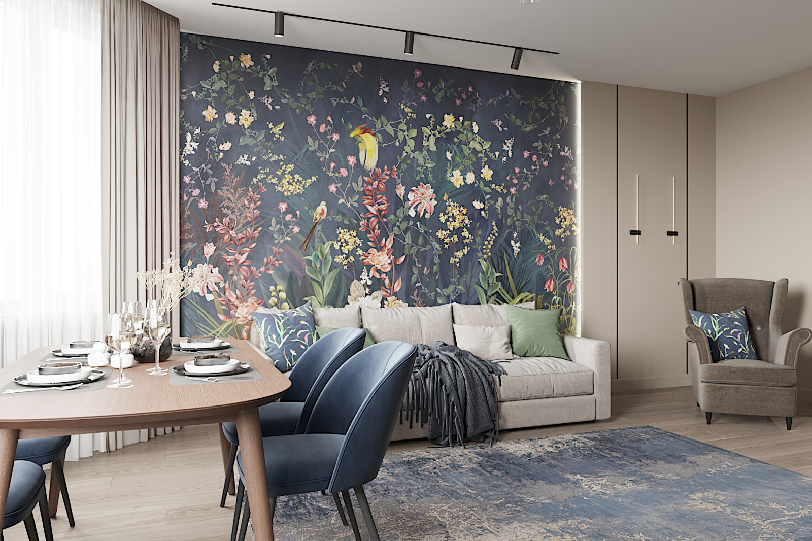 "КВАРТИРА В СИНЕ-ЗЕЛЁНЫХ ТОНАХ"