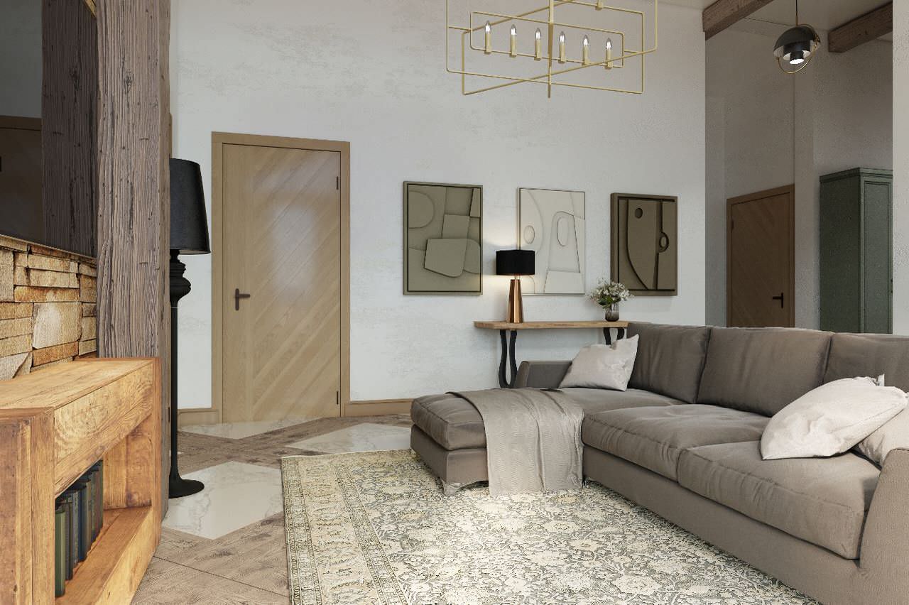 Дизайн - проект дома (гостиная - студия)