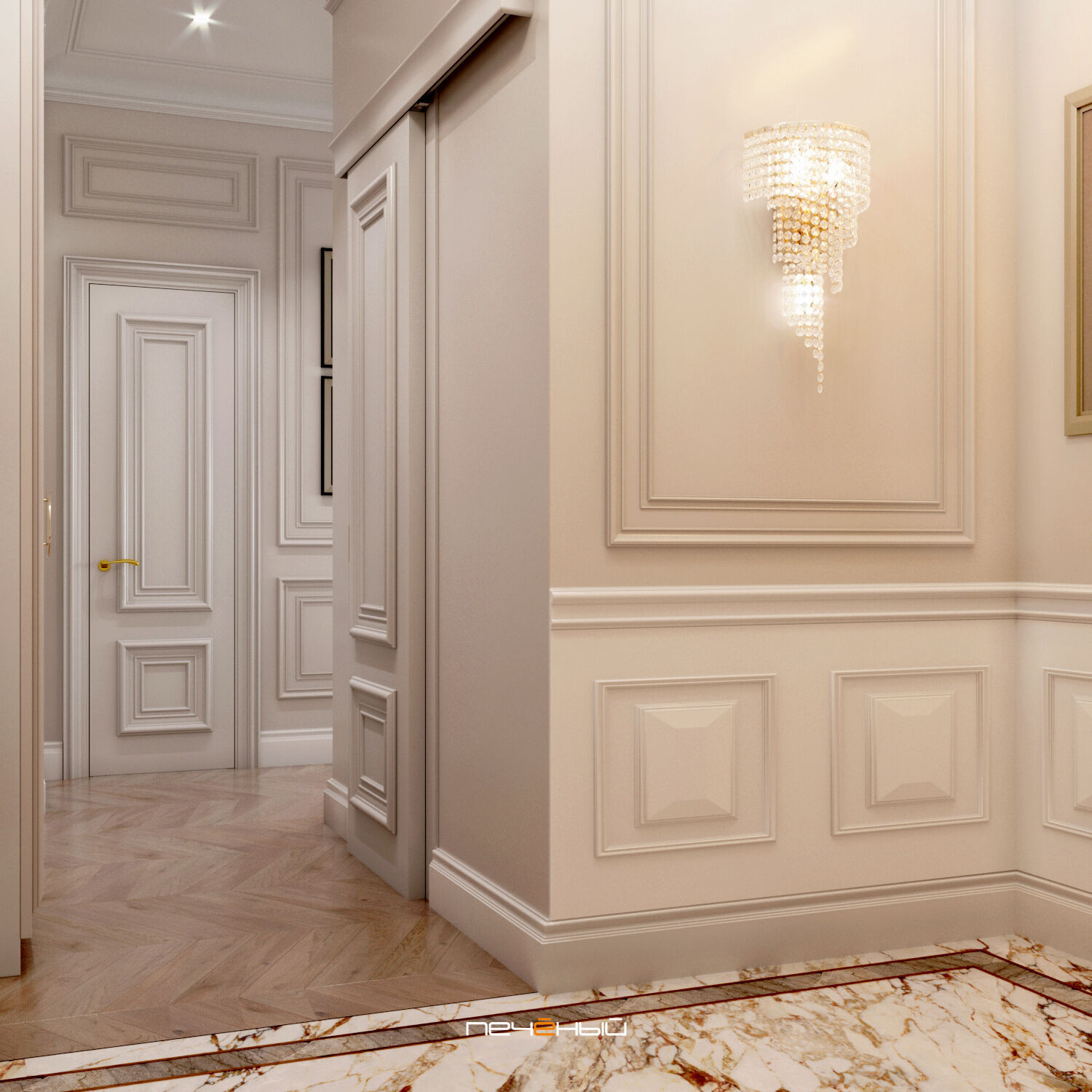 2025 Дизайн 3-комнатной квартиры 90 м² в классическом стиле, Москва, ЖК Остров