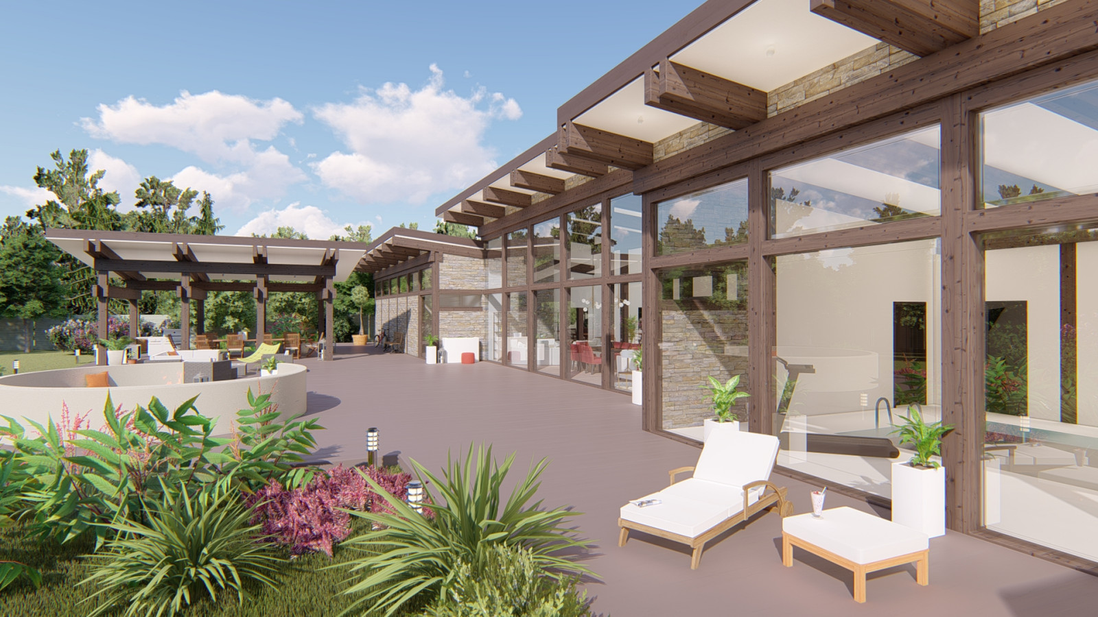 СПА комплекс с бассейном, сауной, барбекю и хоз.блоком