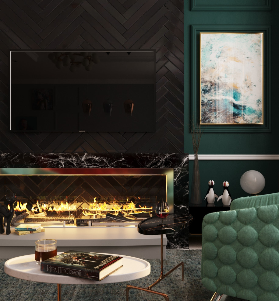 Гостиная с биокамином