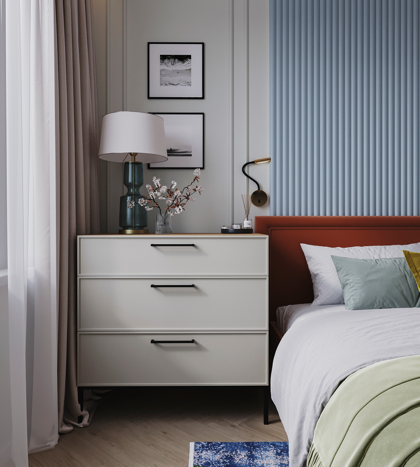 Яркие акценты в современной классике 73м2