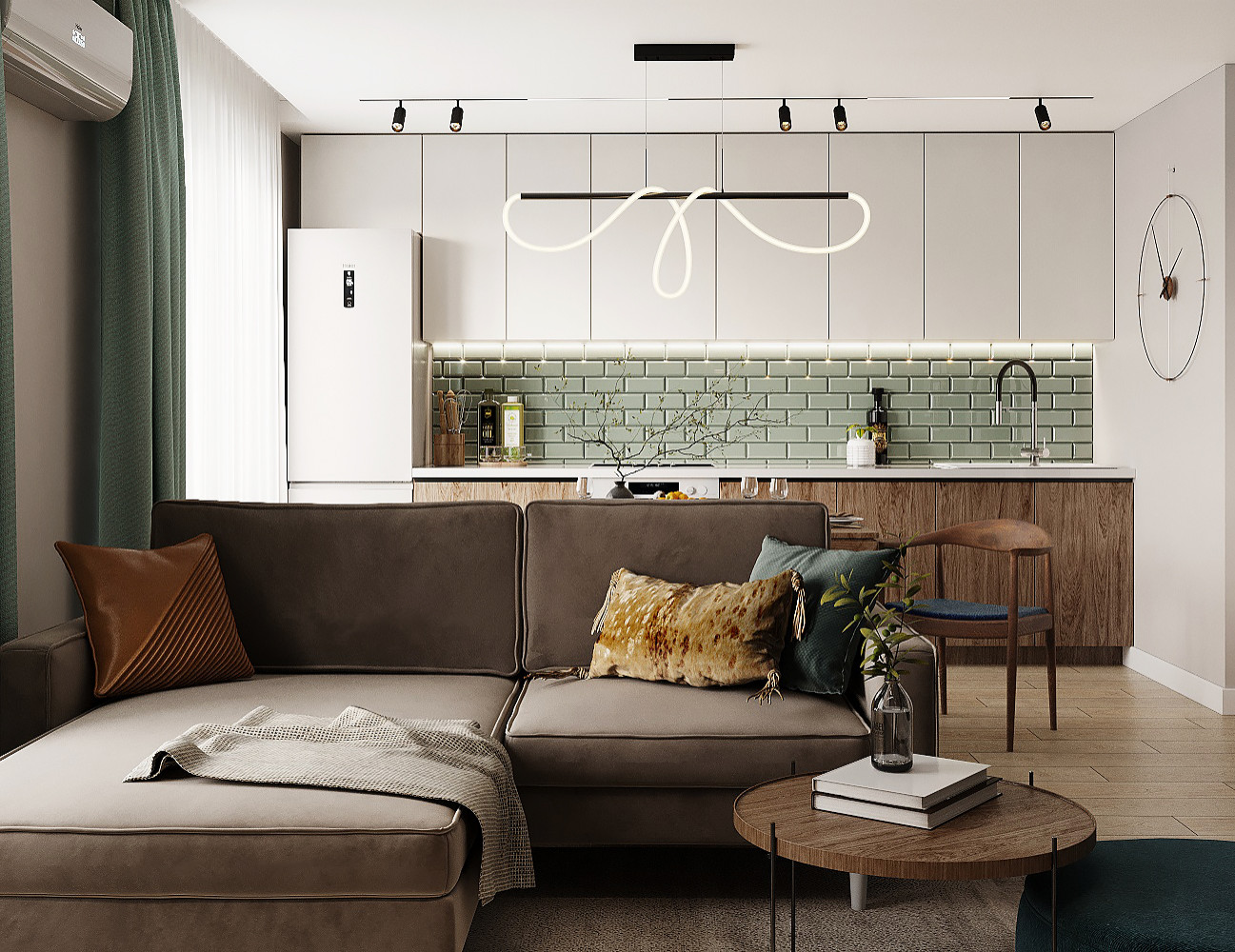 Квартира в оттенках зеленого