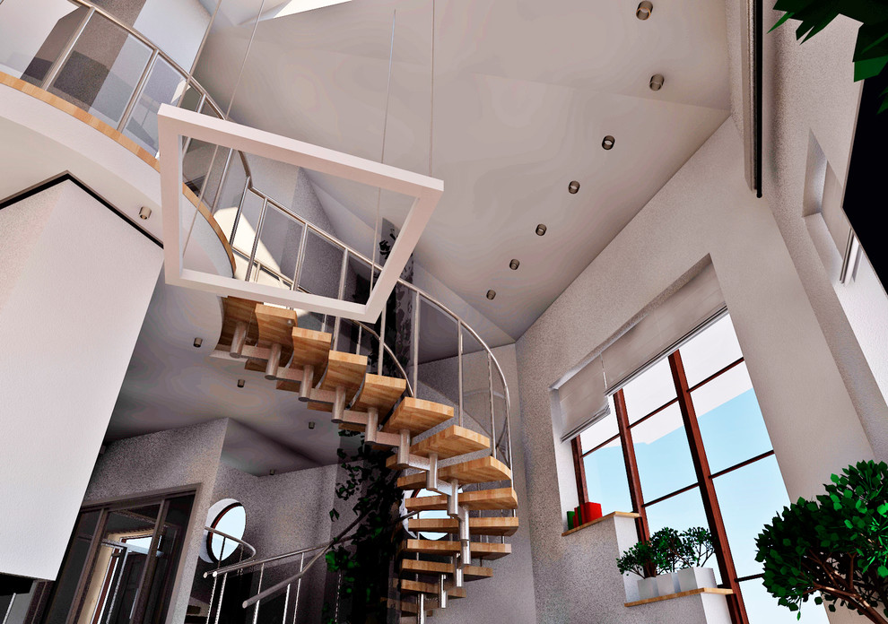 Общее пространство - прихожая, кухня, столовая, гостиная, лестница.