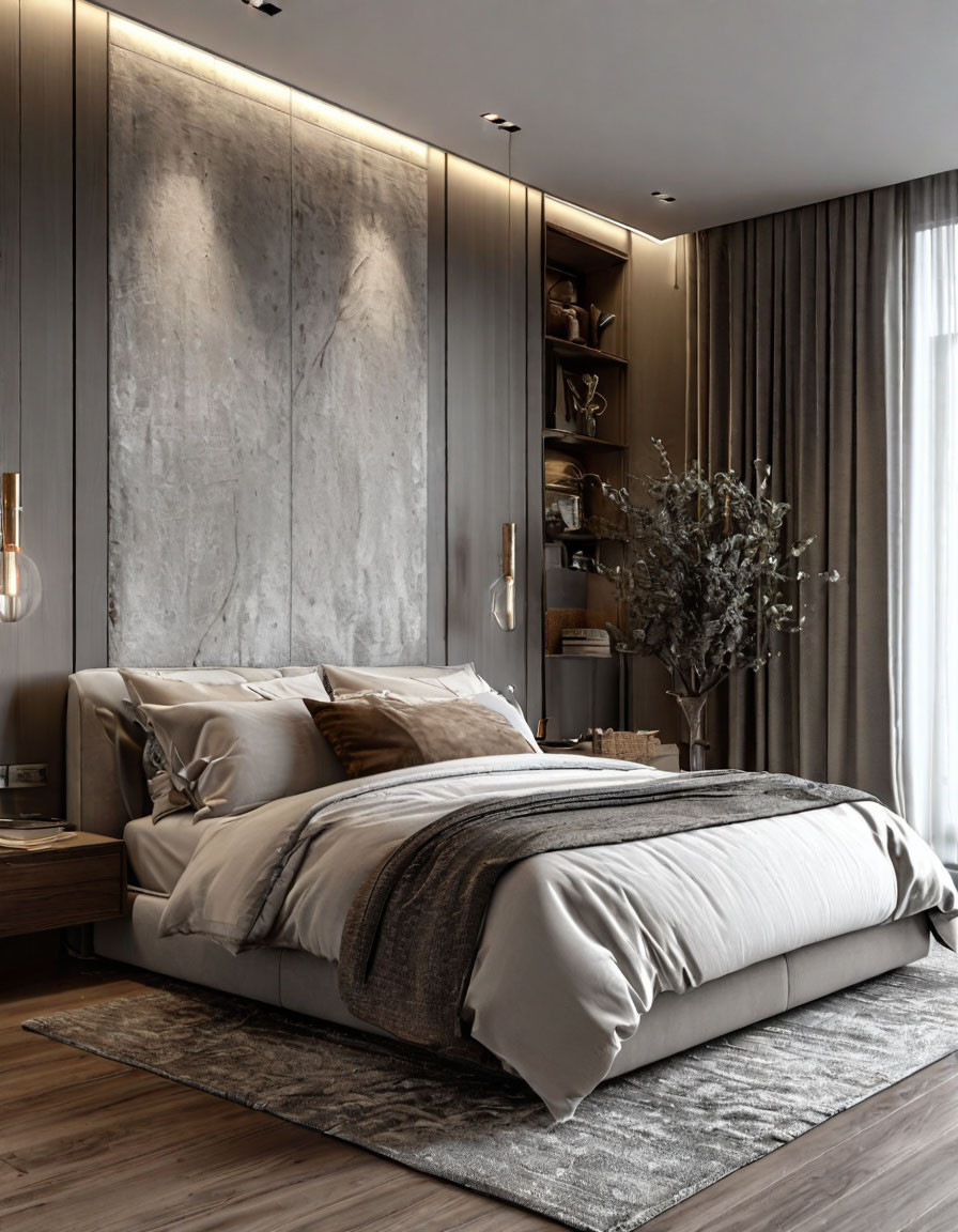 Современные спальни с различным декором и панелями
