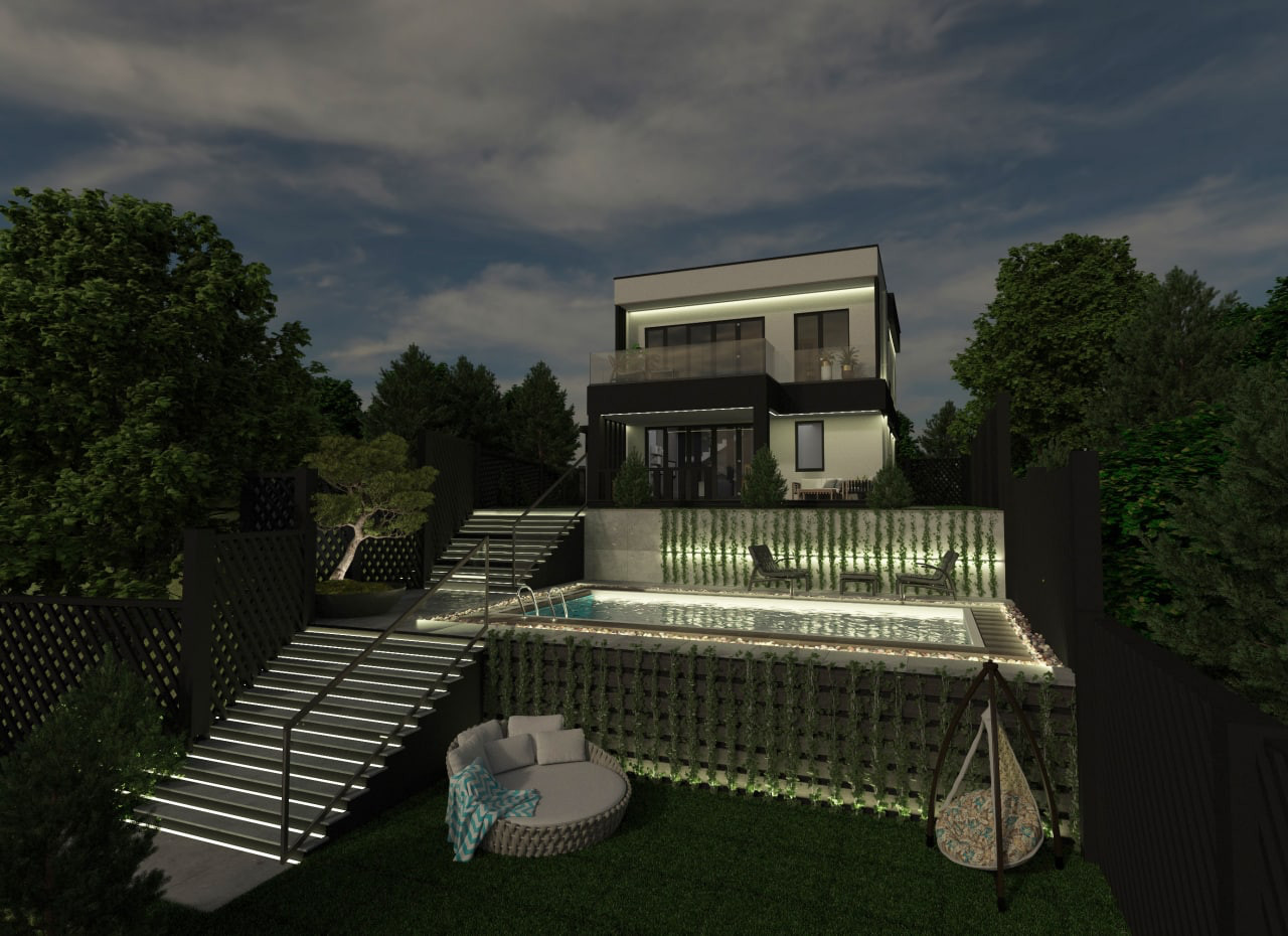 Обложка проекта: дом в стиле Минимализм на уклоне