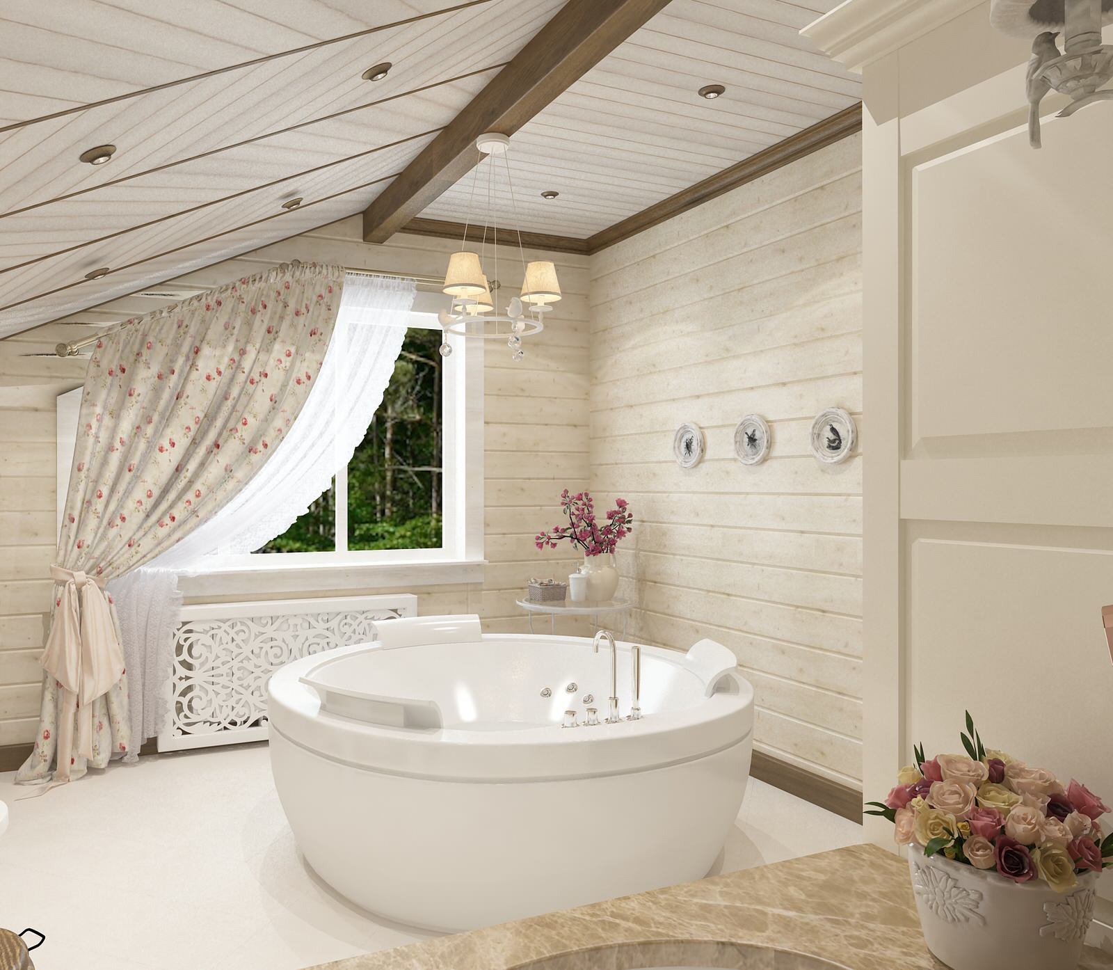 Прованс в клееном брусе. Санузлы