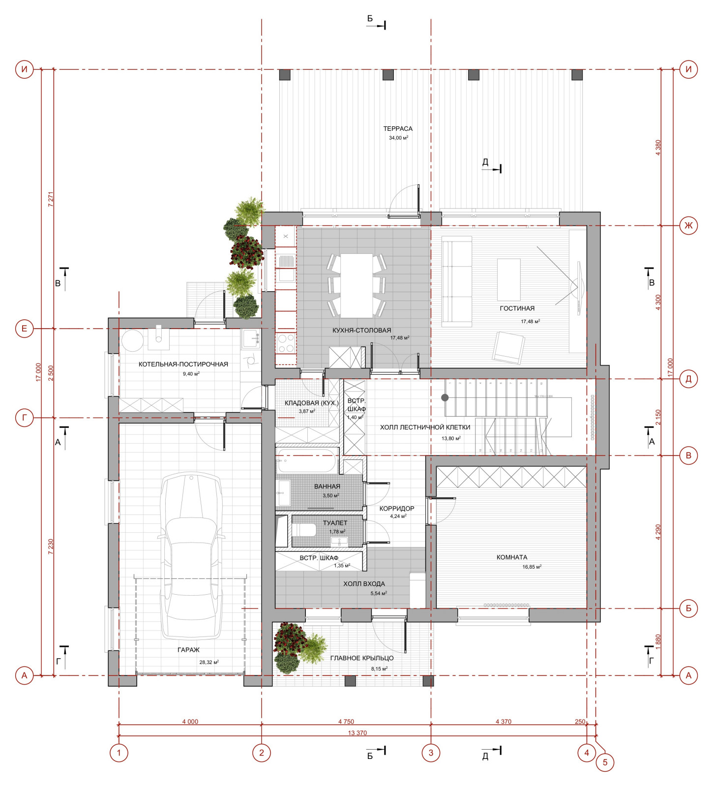 Шале с фасадами из кирпича