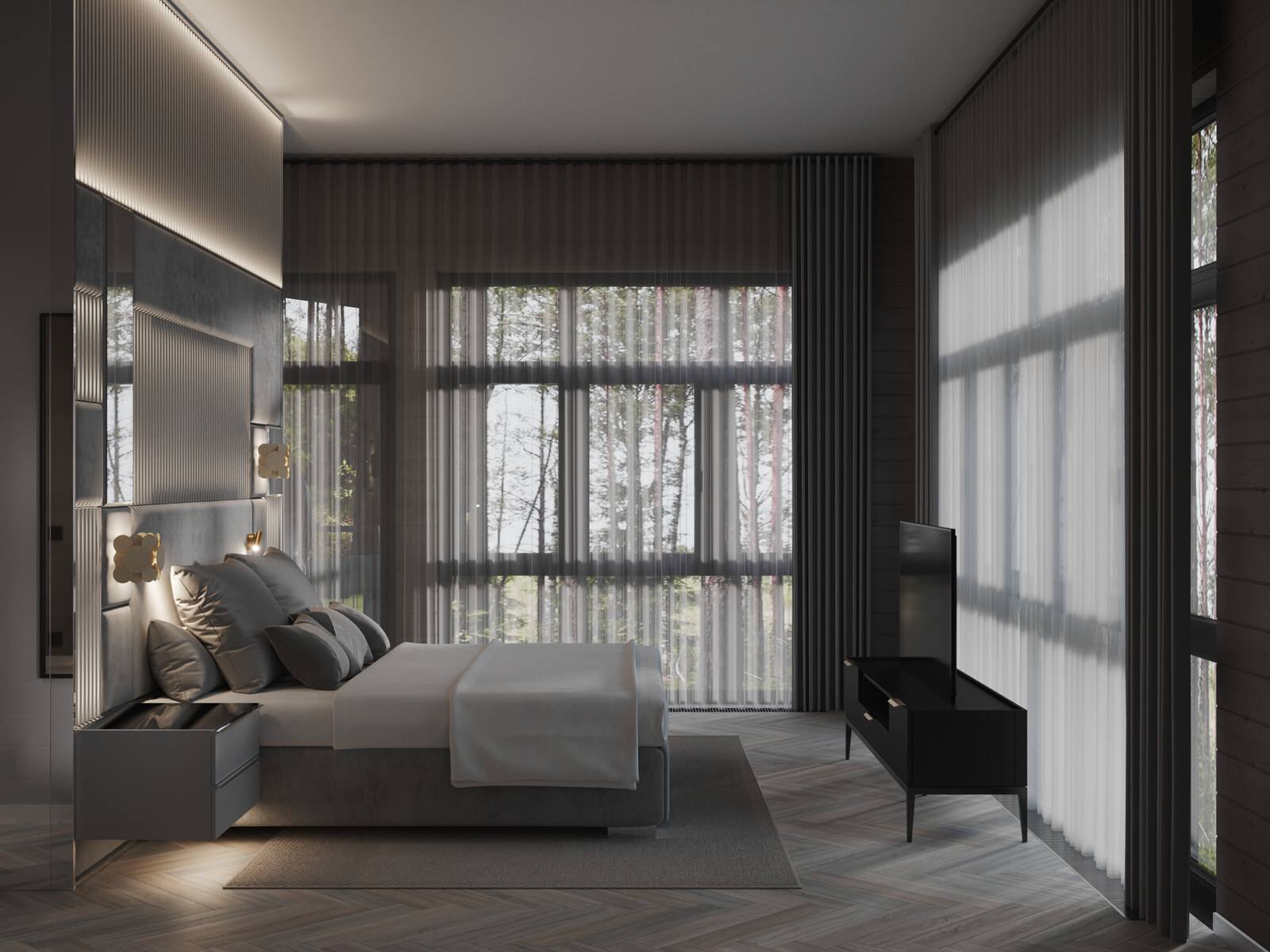 Мастер спальня в проекте загородного дома