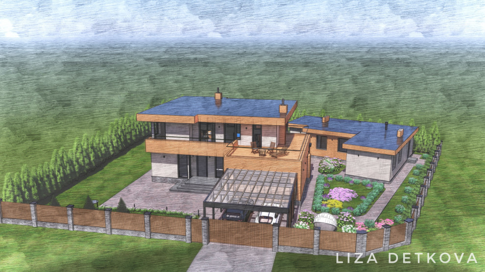 Обложка проекта: Усадьба: дом, баня, ландшафтный дизайн