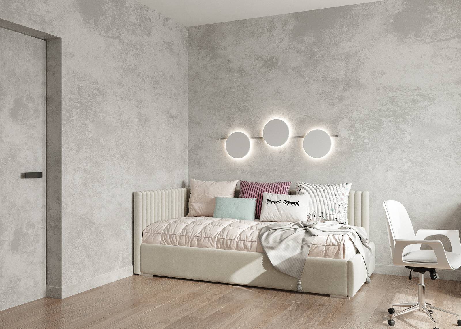 Трехкомнатная квартира для семьи из 4 человек с монохромным интерьером