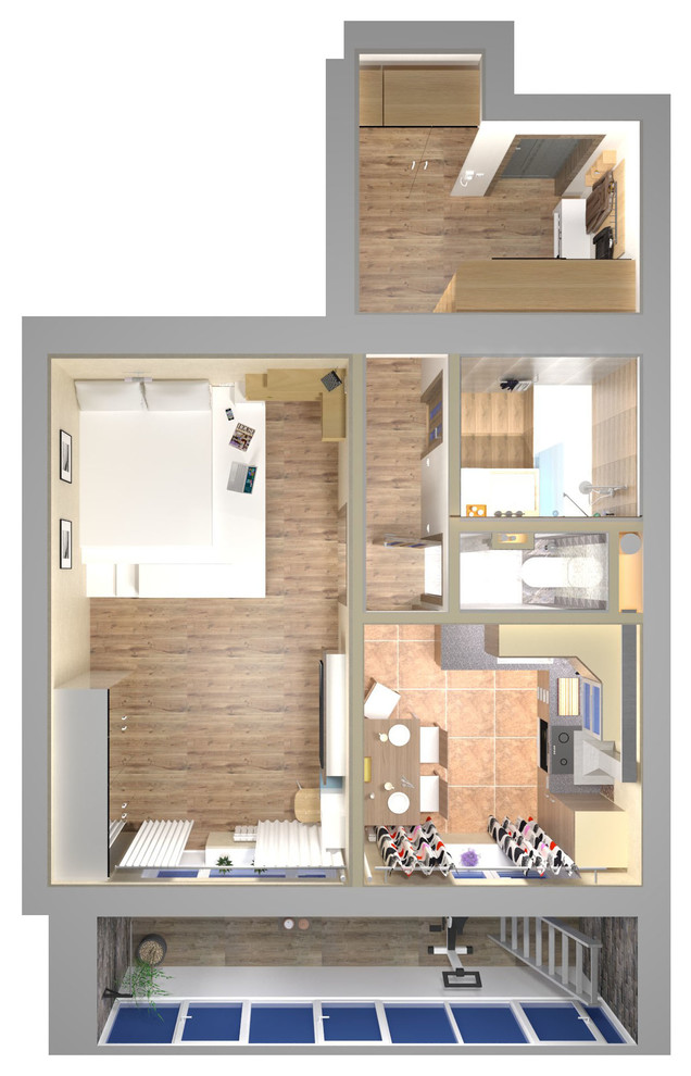 Однокомнатная квартира 40 кв. м. Технический проект