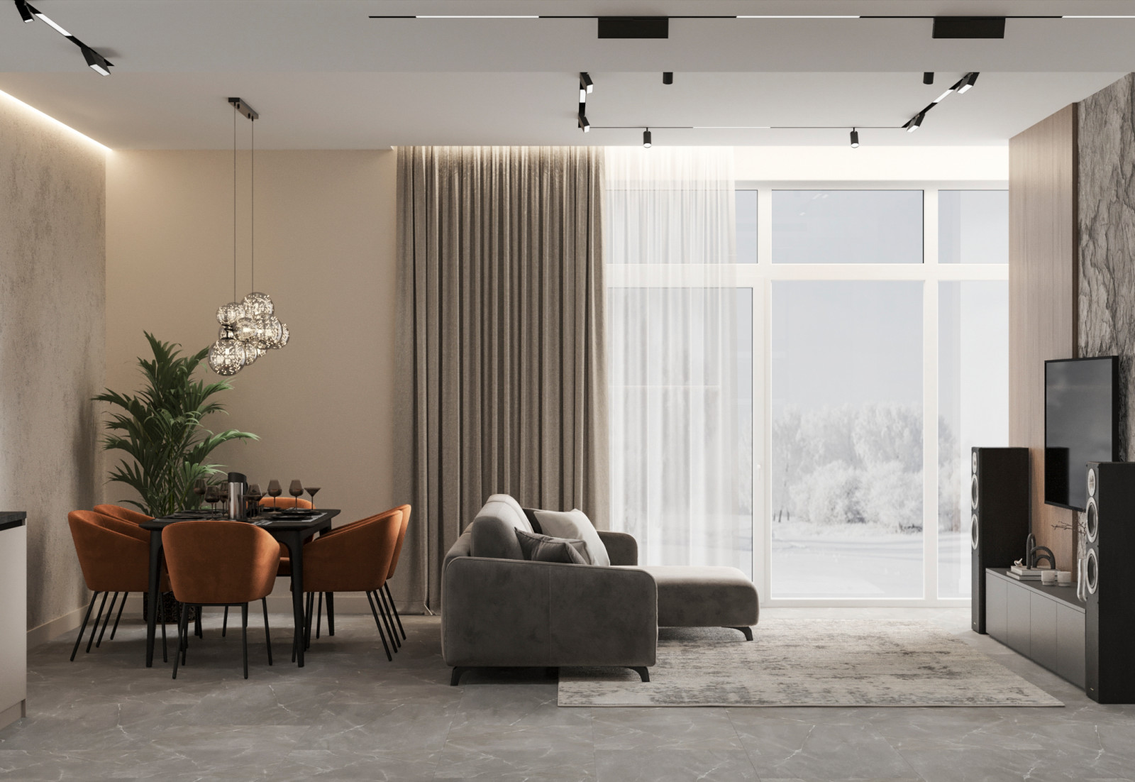 Стильный интерьер коттеджа с женской и мужской спальнями