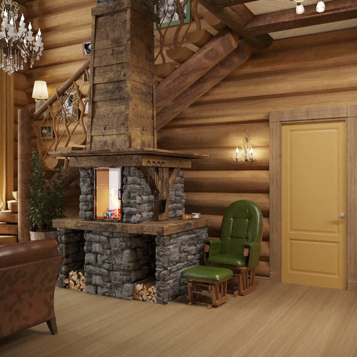 Деревянный дом из дикого бревна