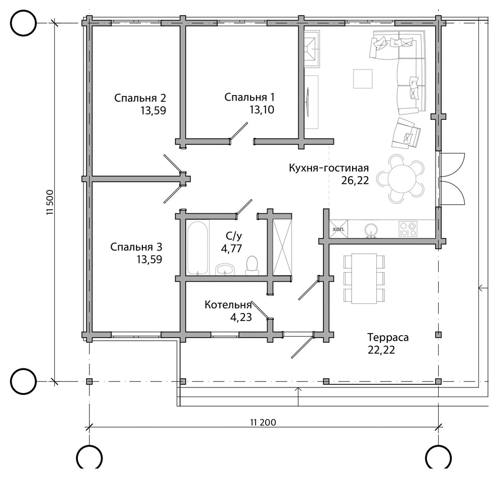 Дом из профилированного бруса 180х142.