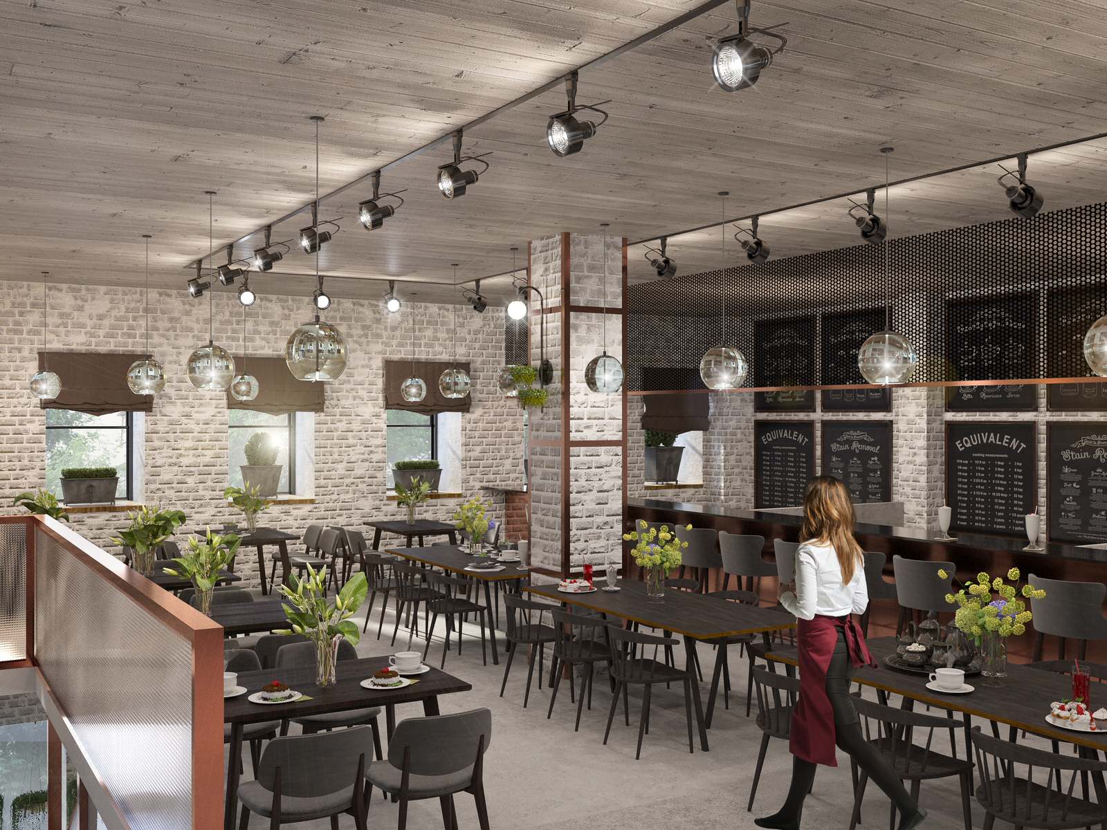 Interior visualisation of food court Manor of Food in the center of Moscow
