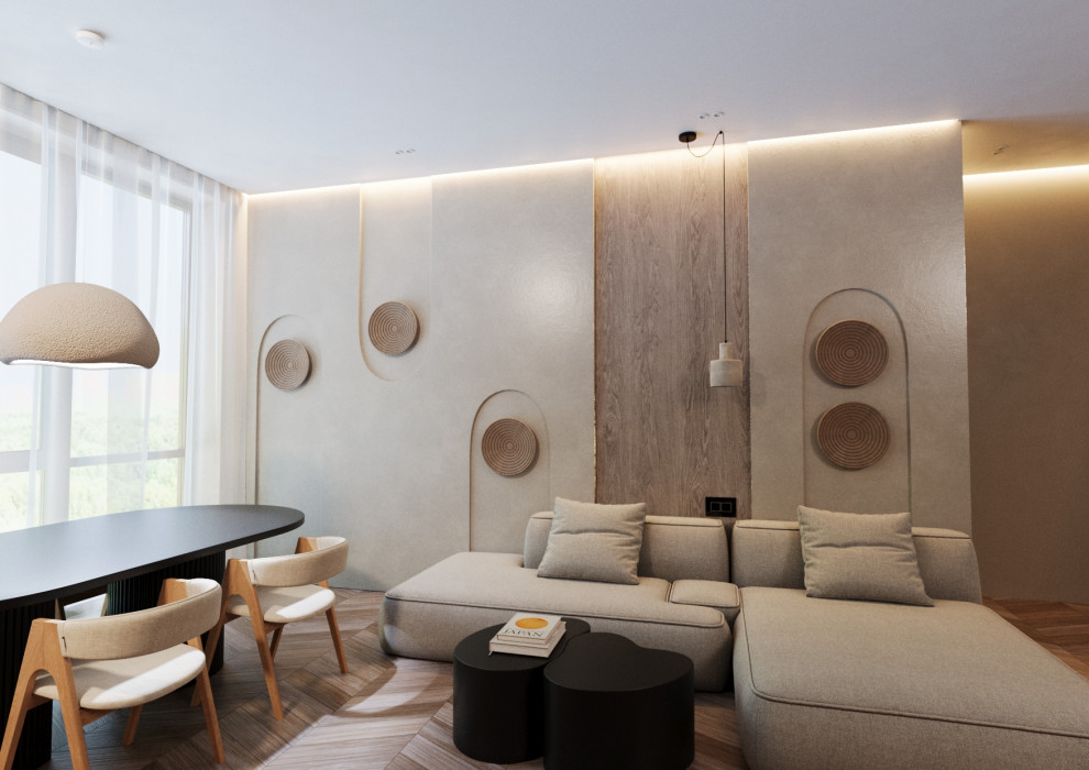 Обложка проекта: Дизайн-проект квартиры 62м2 ЖК Манхэттен Челябинск, стиль джапанди