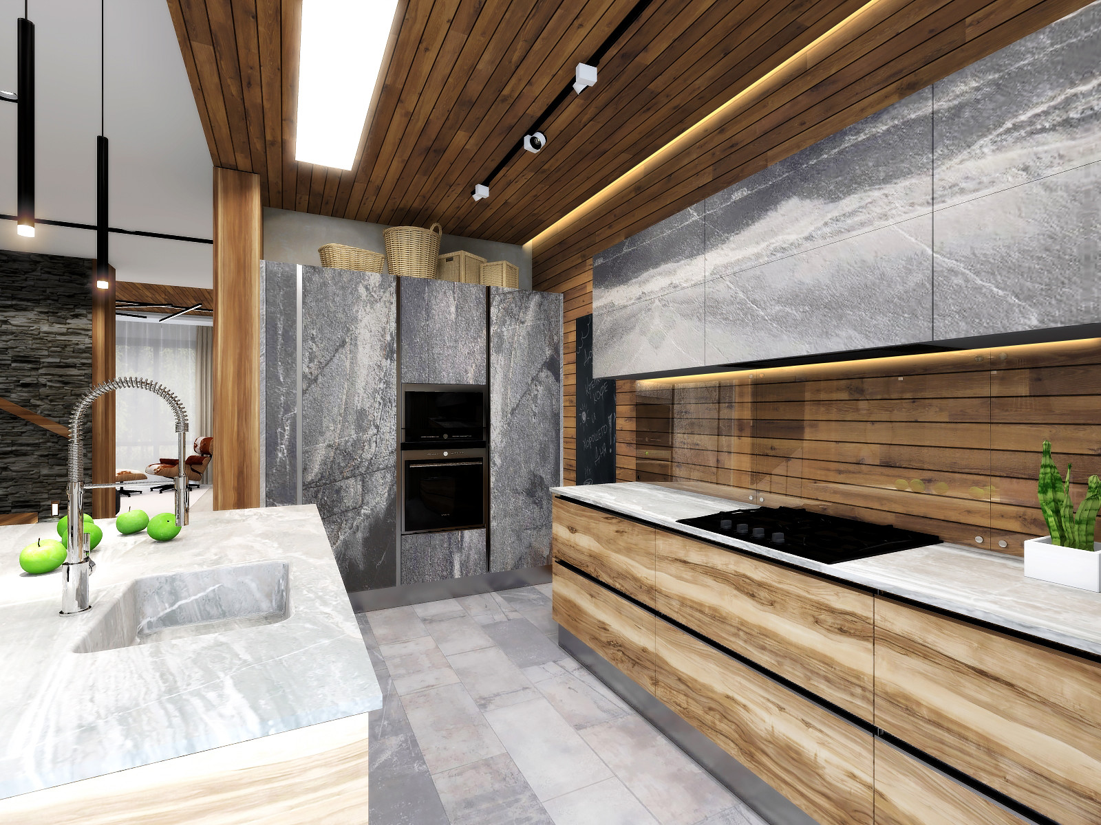 Кухня-гостиная загородного дома